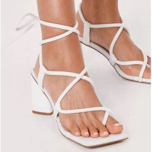 White Strappy Nastygal Heeled Sandals